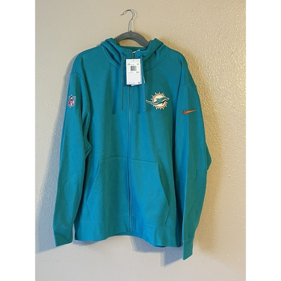 Miami Dolphins NFL Football Nike‎ Full Zip Hooded Jacket Men's 2XL NWT